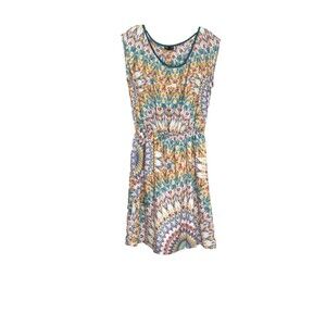 Allen B by Allen Schwartz Vintage Dress Sleeveless Abstract Pattern A Line Sz L